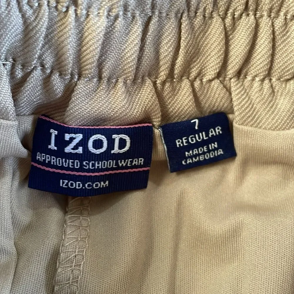 Izod Girls School Uniform Khaki Flare Skirt - Picture 3 of 4
